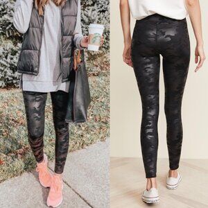 SPANX | Faux Leather High Rise Camo Leggings Black